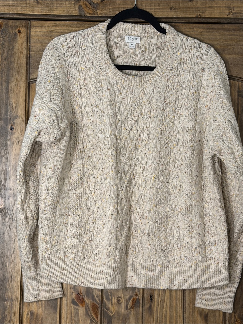 J. Crew Cream Cable Knit Crewneck Sweater